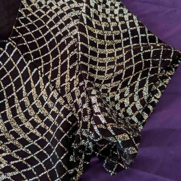 VTG '90s Glitter Party Crop Blouse M - Picture 11 of 12